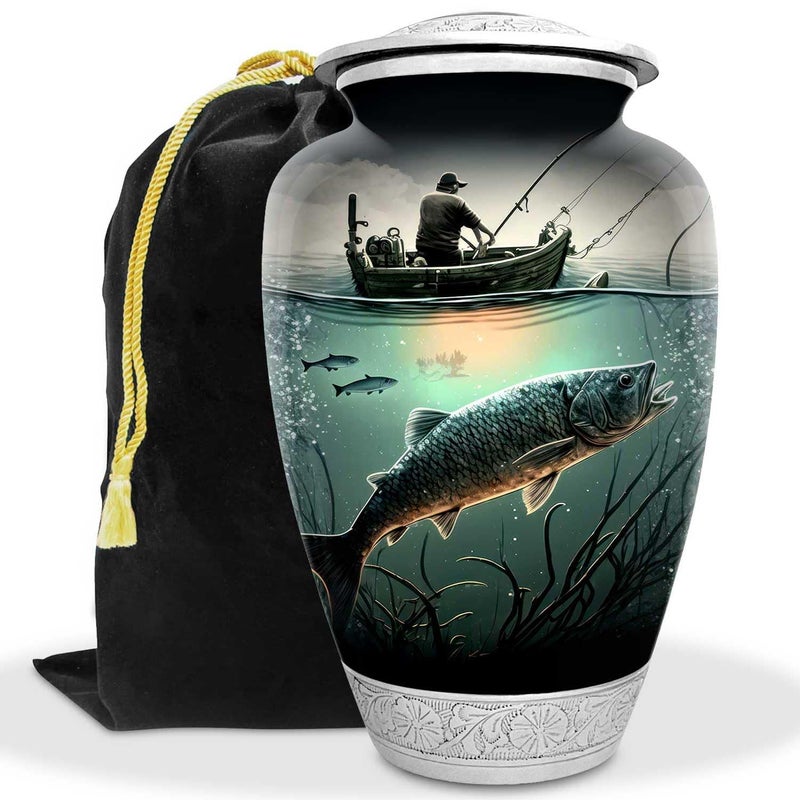 Double Trouble Inc Fishing Urn for Human Ashes | Large Handcrafted Funeral Memorial | Decorative Cremation Fishing Urn for Women and Men - Image 1